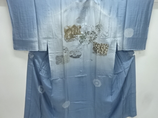 JAPANESE KIMONO / ANTIQUE MENS JUBAN / SILK / SHIBORI / GOURD & SCENERY